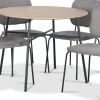 Tofta matgrupp Ø100 cm bord i ljust trä + 4 st Lokrume grå stolar