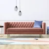 Toto 3-sits rosa soffa med guldiga ben