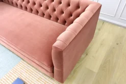 Toto 3-sits rosa soffa med guldiga ben