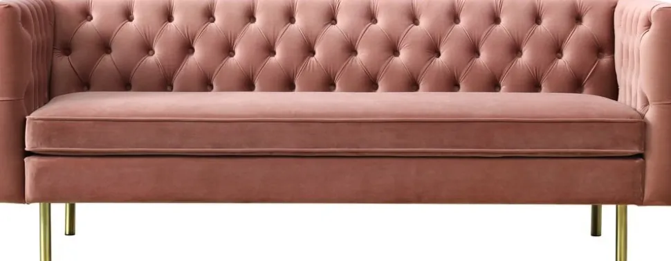 Toto 3-sits rosa soffa med guldiga ben