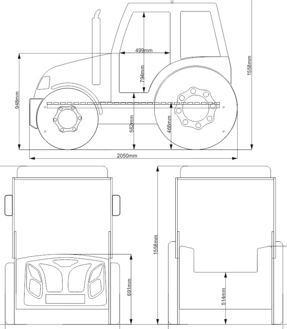 Traktor barnsäng - Blå eller Grön