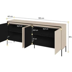 Trend skänk B193 cm - Beige/svart