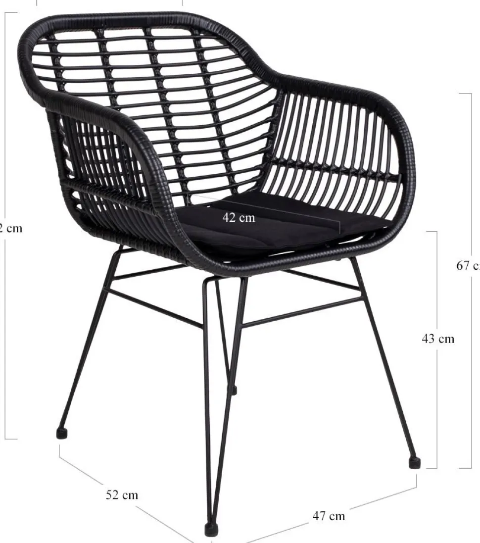 Trieste utestol med dyna - Svart