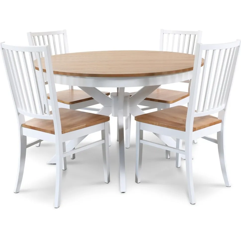 Tromsö runt matbord 120 cm - Vit / Ek