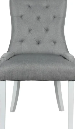 Tuva stol i grått tyg med vita ben