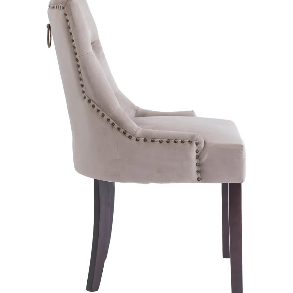 Tuva stol med handtag i ryggen - Gråbeige + Möbeltassar