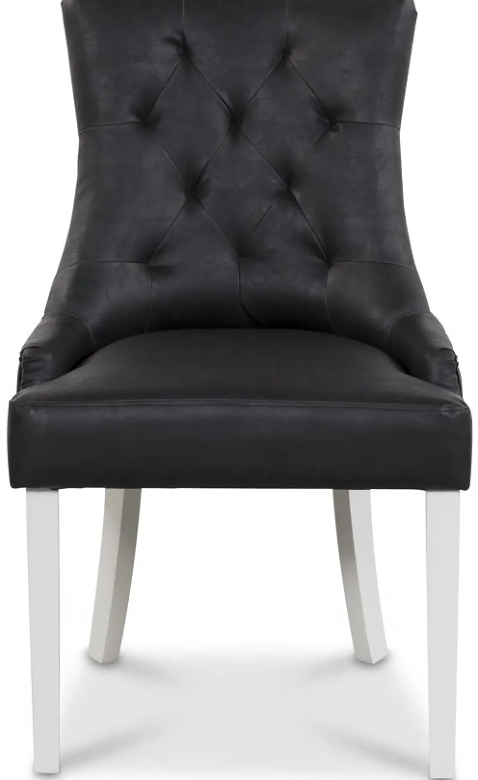 Tuva stol, Svart PU - Vita ben + Möbeltassar