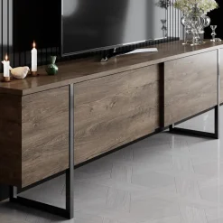 TV-bänk Lux i valnöt - 180 cm + Möbeltassar