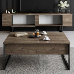 TV-bänk Lux i valnöt - 180 cm + Möbeltassar