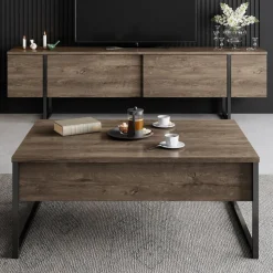 TV-bänk Lux i valnöt - 180 cm + Textilrengöring för möbler