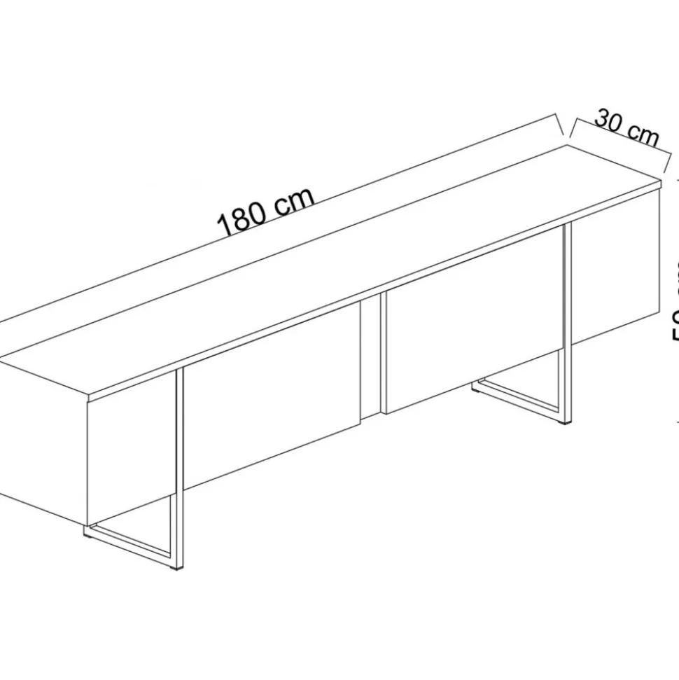 TV-bänk Lux Valnöt / Guld - 180 cm