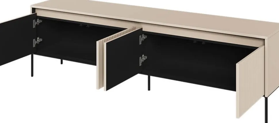 TV-bänk med LED - Beige/svart + Textilrengöring för möbler