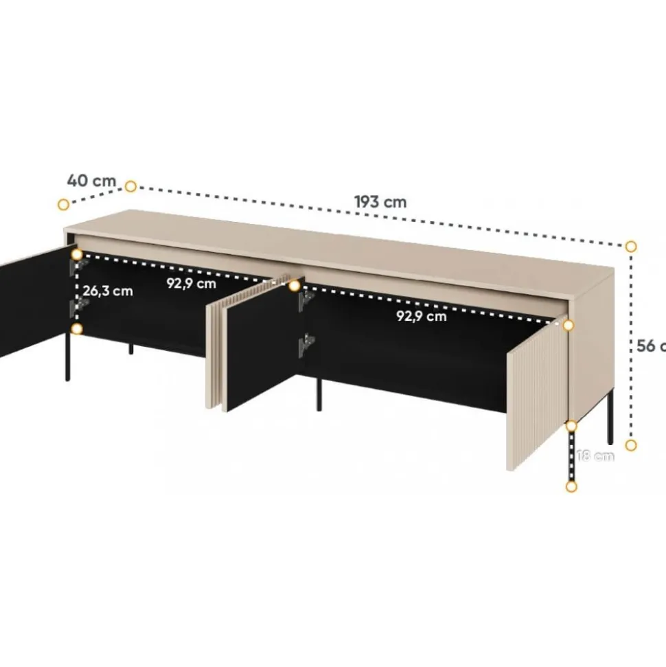 TV-bänk med LED - Beige/svart + Textilrengöring för möbler