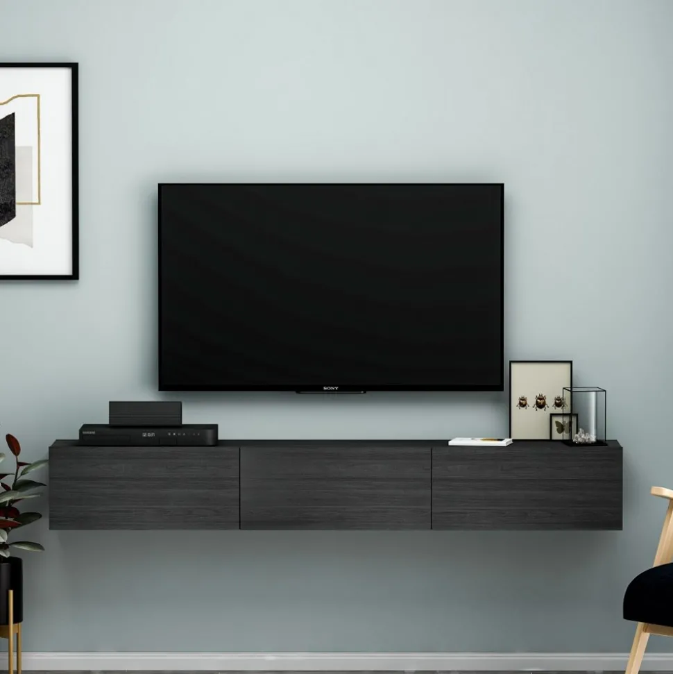 Tv-bänk svartbetsad 180 cm - Tero