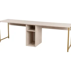 Twin skrivbord - Travertin/guld