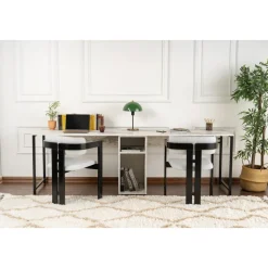 Twin skrivbord - Vit marmor/svart