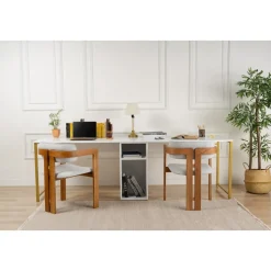 Twin skrivbord - Vit/guld