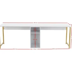Twin skrivbord - Vit/guld