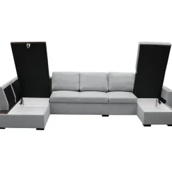 U-soffa med förvaring 367 cm grå