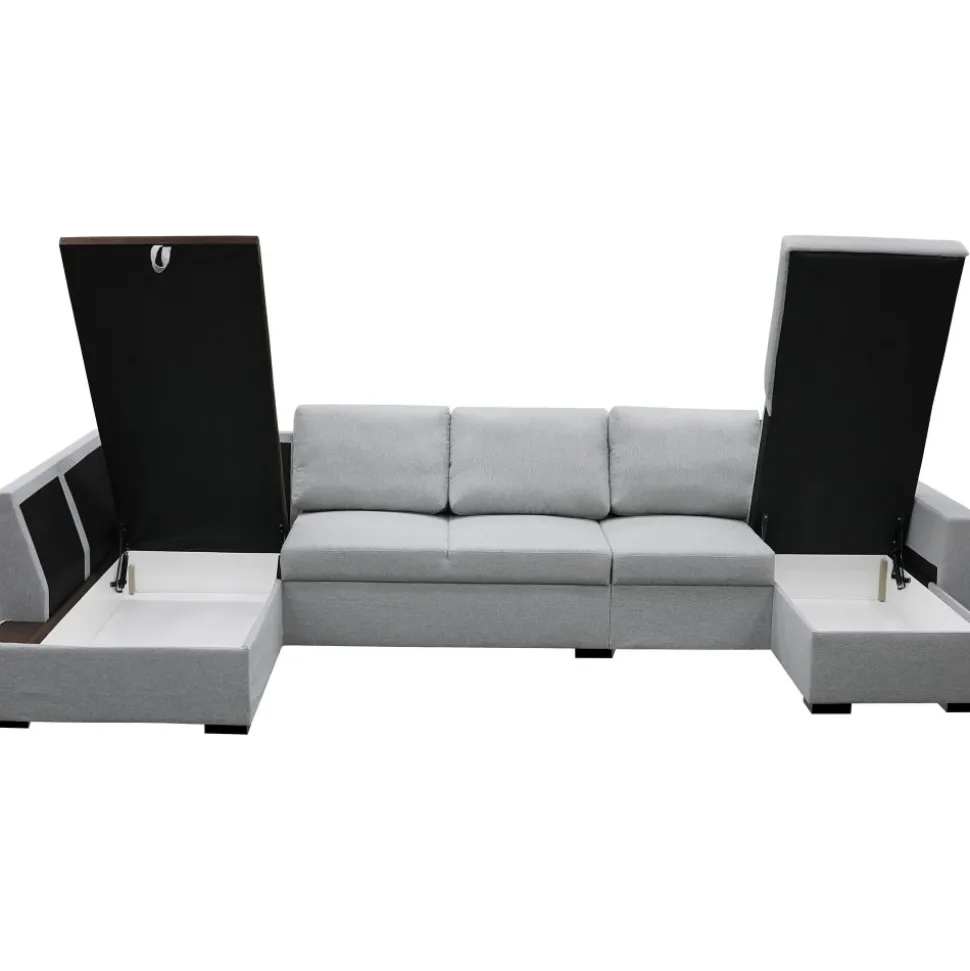 U-soffa med förvaring 367 cm grå