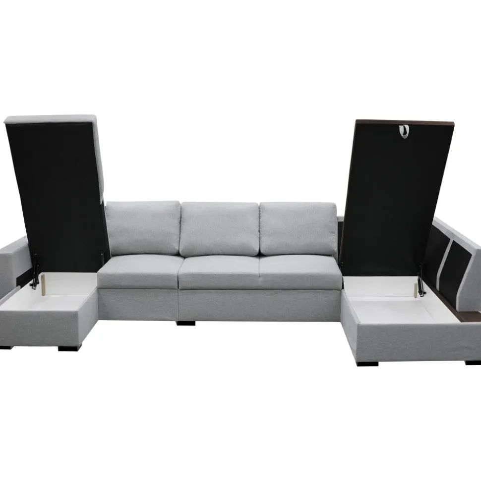 U-soffa med förvaring 367 cm grå