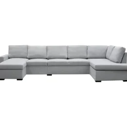 U-soffa med förvaring 367 cm grå + Textilrengöring för möbler