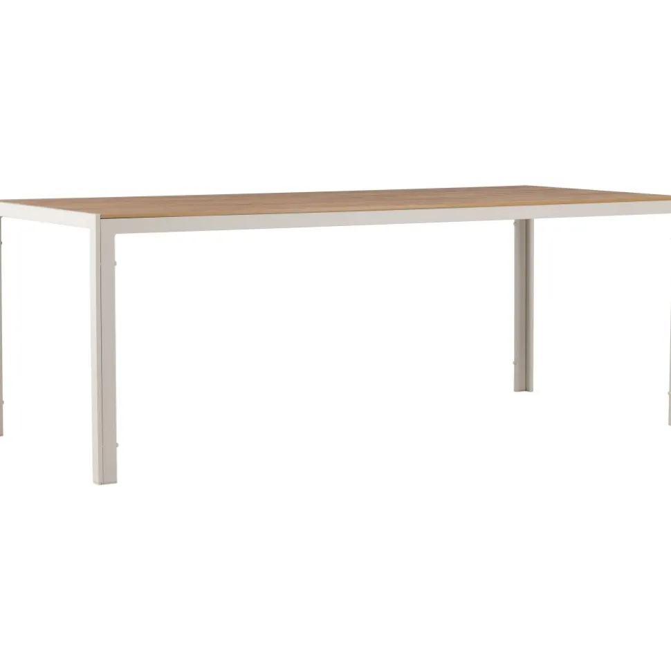 Utebord 205 x 90 cm beige / Teaklook - Copacabana + Textilskydd för utemöbler