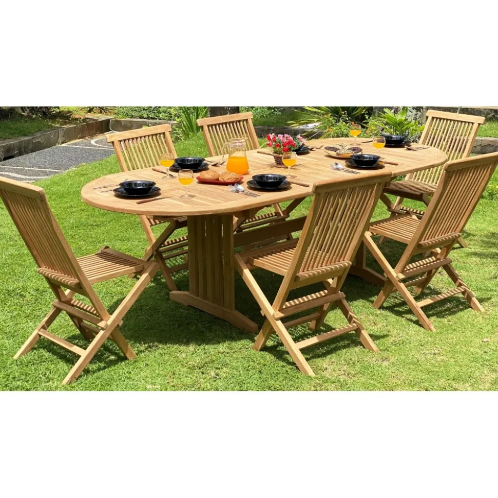 Utebord i teak 180/240 cm - Saltö + Träolja för möbler