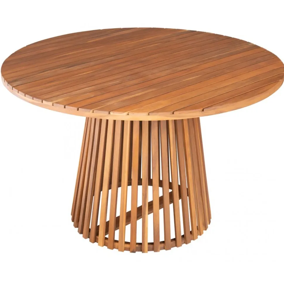 Utebord i trä runt 140 cm diameter + Rengöringsmedel för utemöbler