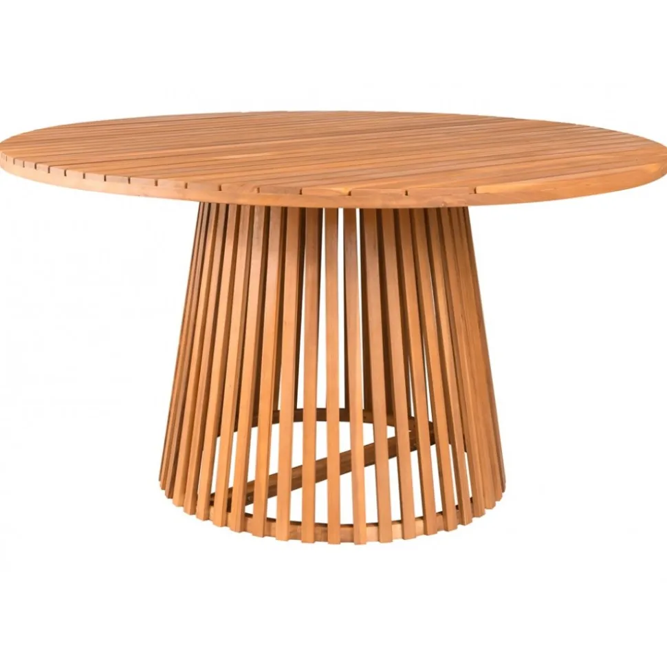 Utebord i trä runt 140 cm diameter + Textilskydd för utemöbler