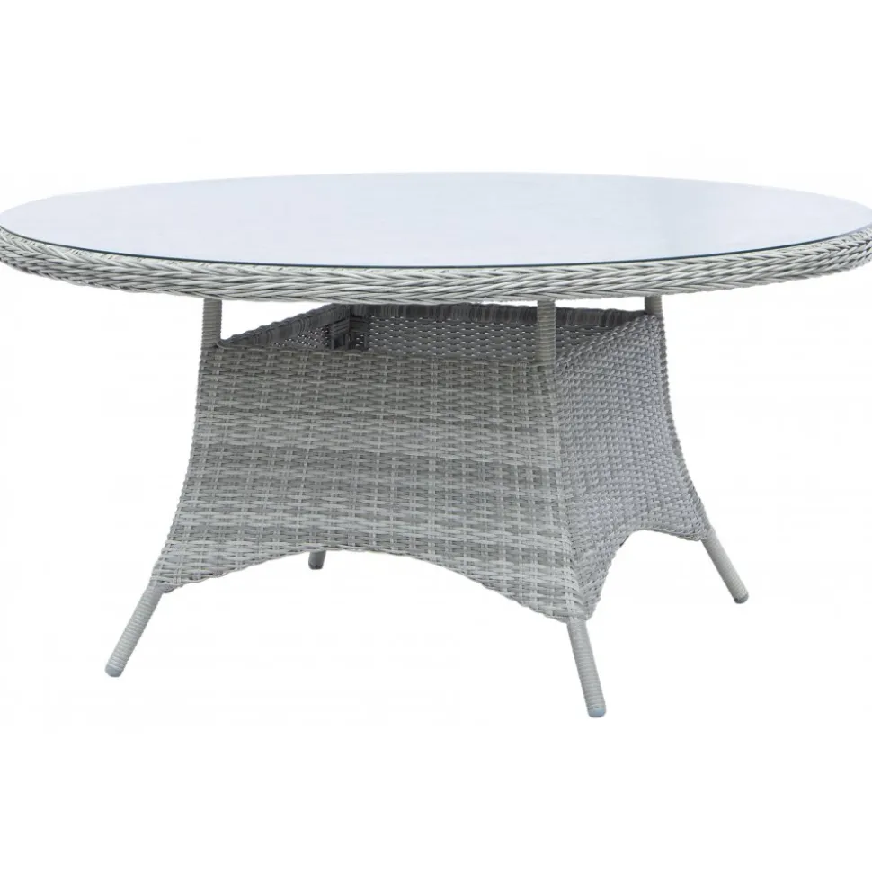 Utebord runt grå rotting - Jacksonville + Rengöringsmedel för utemöbler