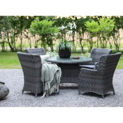 Utebord runt grå rotting - Jacksonville + Rengöringsmedel för utemöbler