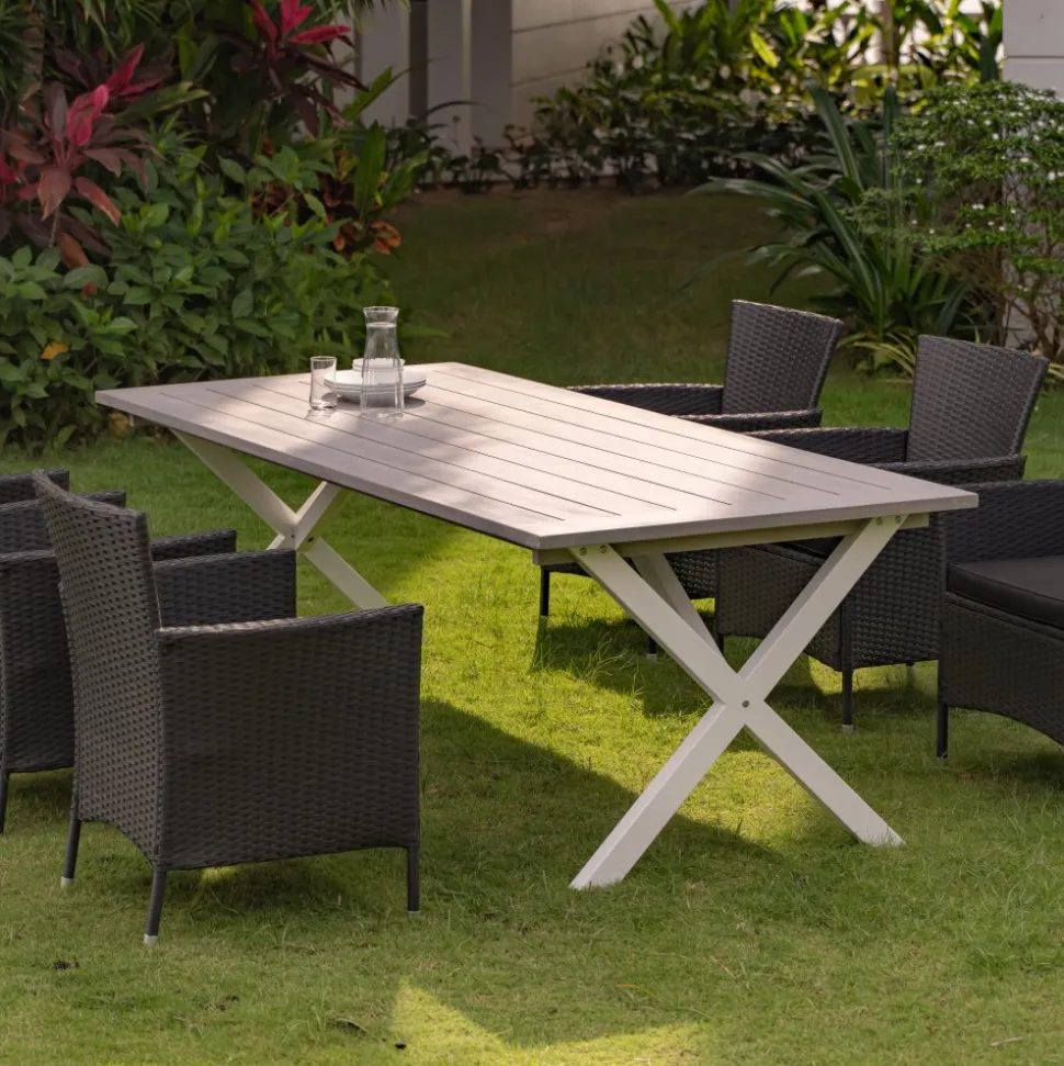 Utebord 220x100 cm Vit/grå - Oxford + Fläckborttagare för möbler