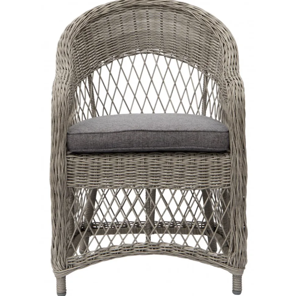 Utefåtölj grå/rotting - Marbella + Textilskydd för utemöbler