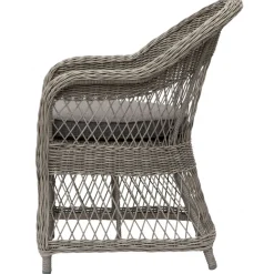 Utefåtölj grå/rotting - Marbella + Textilskydd för utemöbler