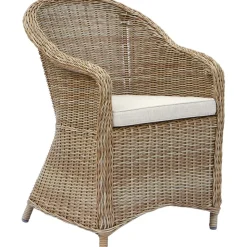 Utefåtölj i beige rotting - Mercury + Textilrengöring för möbler