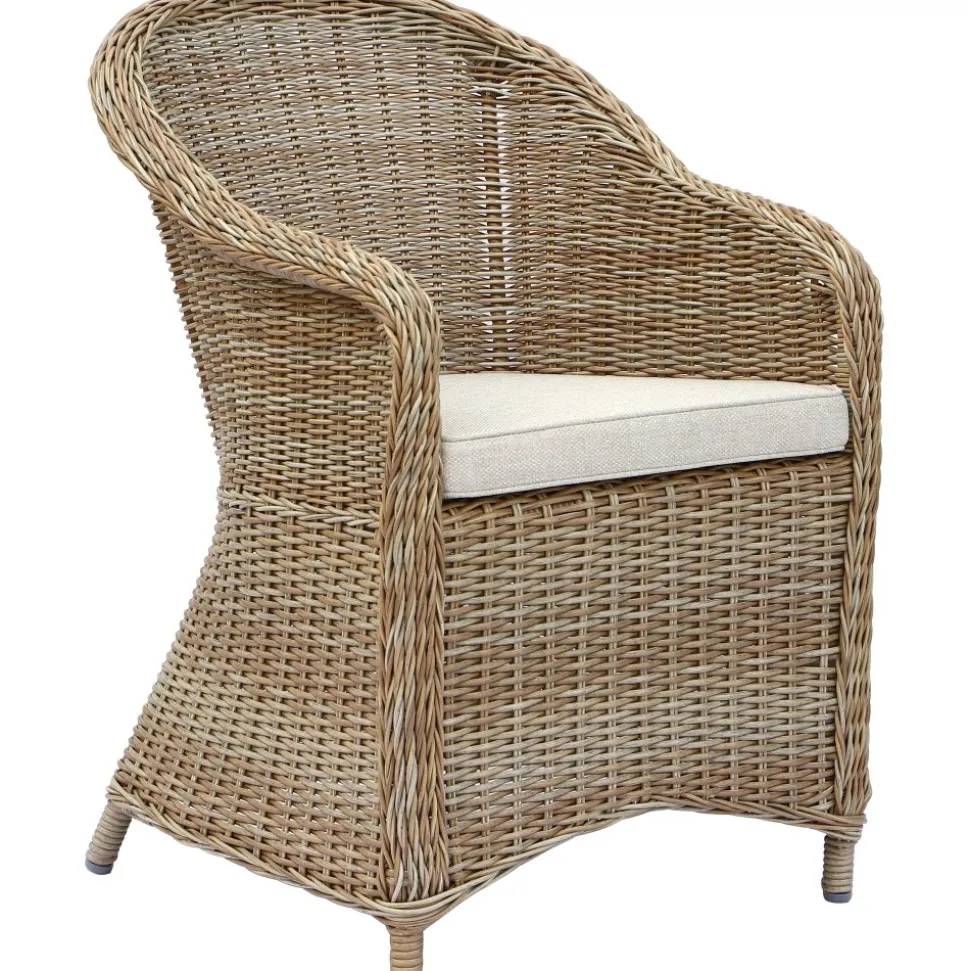 Utefåtölj i beige rotting - Mercury + Textilrengöring för möbler