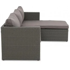 Utegrupp; divansoffa med bord i grå rotting + Möbeltassar