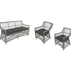 Utegrupp i konstrotting 3-sits soffa inklusive 2 st fåtöljer