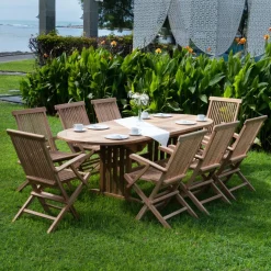 Utegrupp; matbord med 8 stycken karmstolar - Saltö