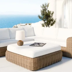 Utegrupp XL hörnsoffa med stort soffbord - St Tropez + Textilskydd för utemöbler