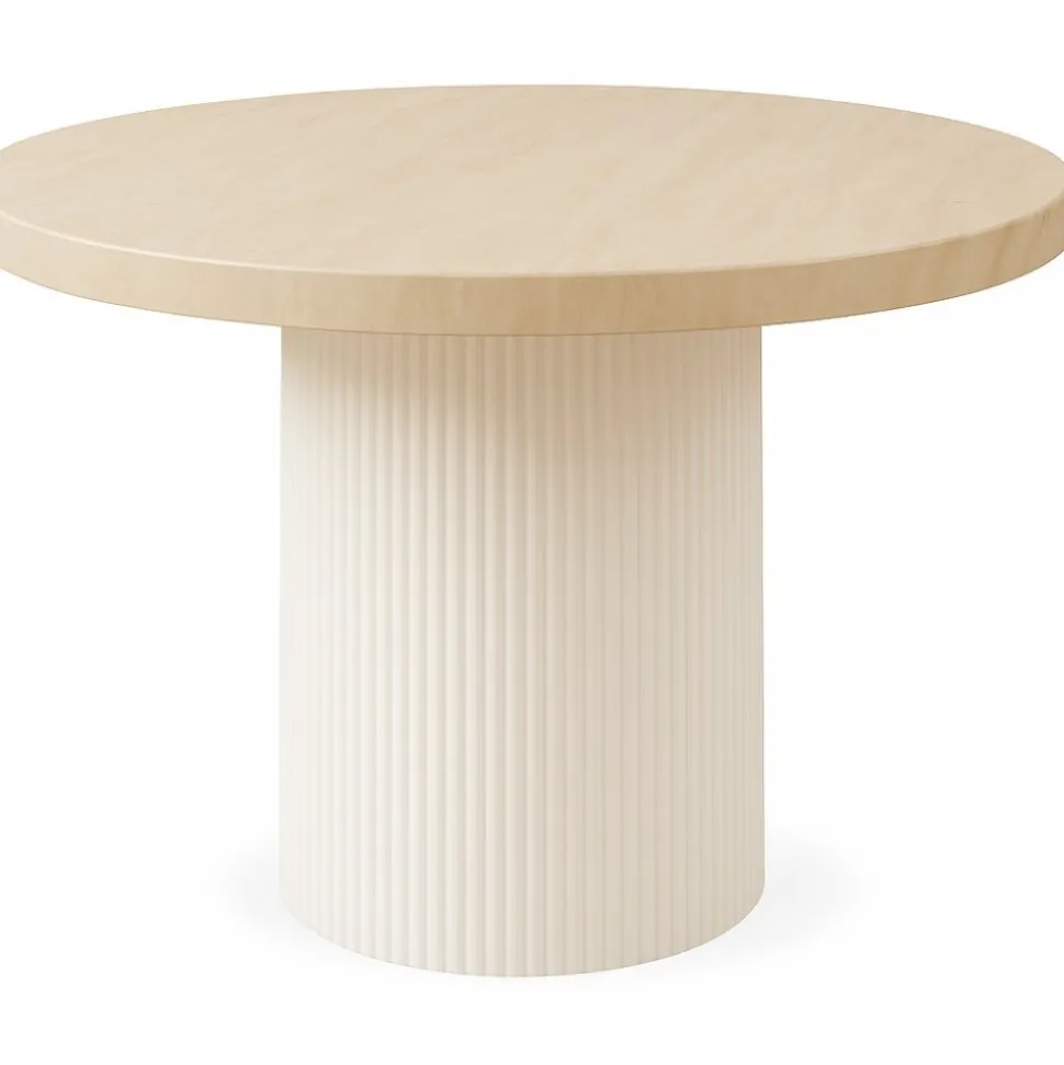 Utematbord runt Ø122 cm travertin