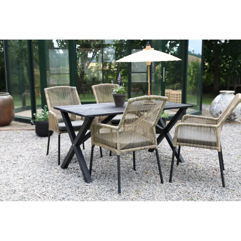 Utematgrupp; matbord med 4 st Ystad karmstolar - Svart/Beige