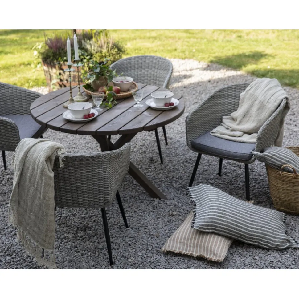 Utestol grå med dyna rotting