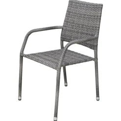 Utestol grå rotting stapelbar + Textilskydd för utemöbler