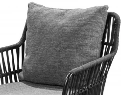 Utestol med rep och grå dynor + Textilskydd för utemöbler