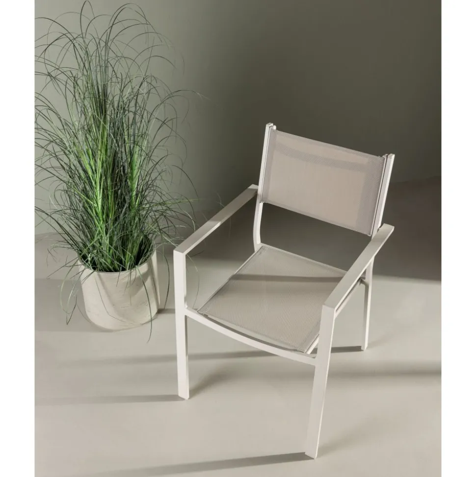 Utestol stapelbar beige - Copacabana + Textilskydd för utemöbler