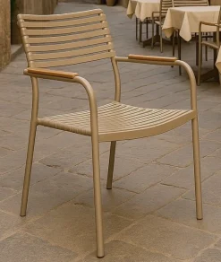 Utestol stapelbar beige - Pino + Textilskydd för utemöbler