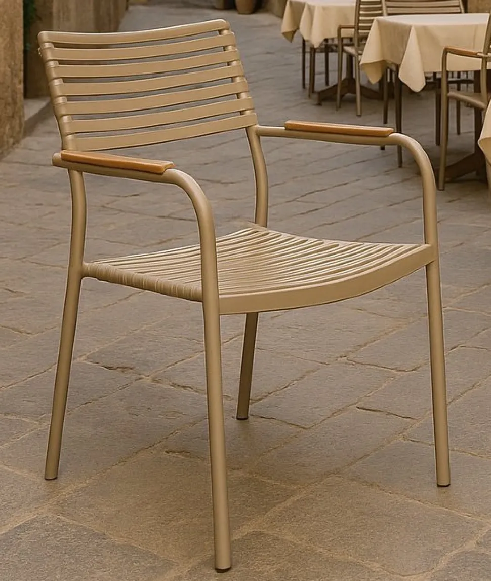 Utestol stapelbar beige - Pino + Textilskydd för utemöbler