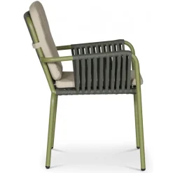 Utestol stapelbar grön med beige dyna - Lincoln + Textilrengöring för möbler